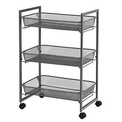 SONGMICS BSC061G01 Carro de Cocina y Baño con Cestas de Alambre, Color Gris, 42 x 26 x 62.3 cm