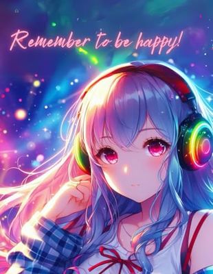 ANIME NOTEBOOK A4 - Remember to be happy!: NOTEBOOK A4 - Remember to be happy! : Notebook - Quaderno a righe A4 - Linea Anime - Remember to be happy! Bonus 5 meravigliosi disegni da colorare!