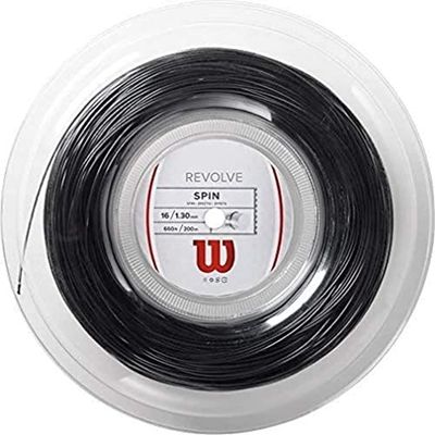 Wilson Revolve 16, Corda da Tennis Unisex-Adulto, Nero, 1.30 mm, 12.2 m