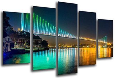 Quadro fotográfico ponte noturna Istambul tamanho total: 165 x 62 cm XXL