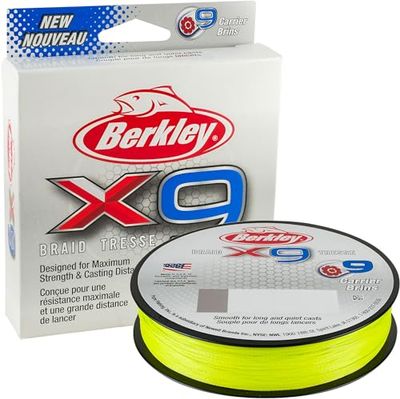 Berkley X9, Fil de Pêche, Tresse 9 Brins pour la Pêche en Mer et en Eau Douce, plus Résistante et Très Souple, Pêche aux Carnassiers, Long lancer, Fluro Grün