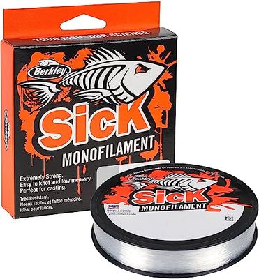 Berkley Sick Monofilament lijn - Sterke Spanning Monofilament vislijn, Lage rek, Laag geheugen, Schuurbestendig - Perfect voor het vissen op zowel zoet- als zoutwater - Helder