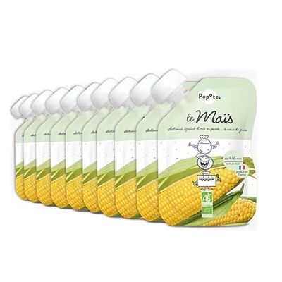 POPOTE - Purée de Maïs BIO texture lisse dès 4/6 mois - Pack de 10 gourdes x 120g