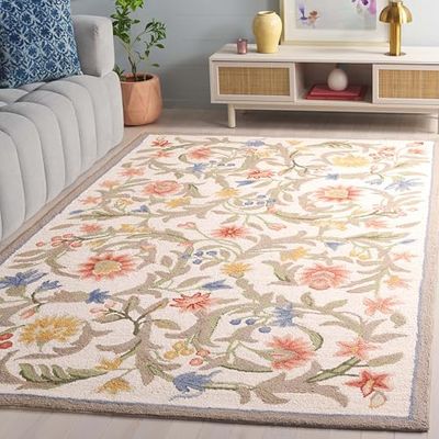 Safavieh Tapis Traditionnel pour Salon, Salle à Manger, Chambre à Coucher - Chelsea Collection, Tapis à Poil Court, Ivoire et Multicolore, 160 x 230 cm