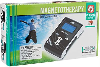 I TECH IACER I-Tech MAG 2000 Plus, voor thuis en professioneel Magnetotherapie, 2 kanalen van elk 200 Gauss, 35 programma's, tot 10 gebruikersgeheugens, elastische band met 3 spoelen, tas