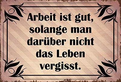 Schatzmix Spruch Work is good, Solange... Metallskylt Väggdekor 20 x 30 cm tennskylt plåtskylt, plåt, flerfärgad 20 x 30 cm