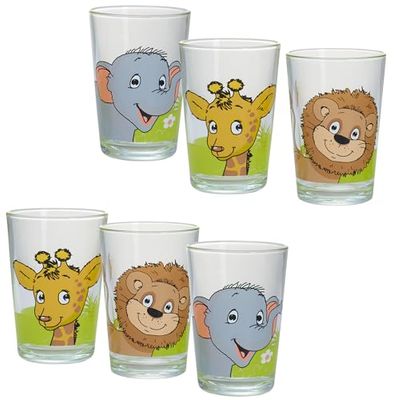 Ritzenhoff & Breker Lot de 6 verres pour enfant, motif animaux africains
