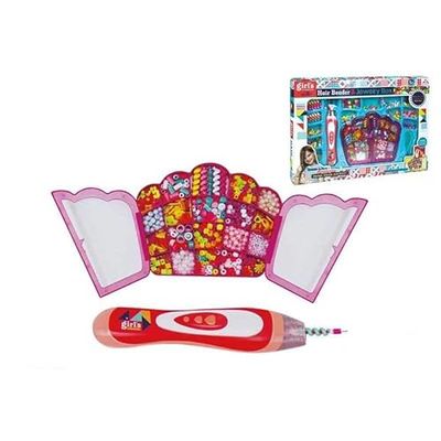 JUGATOYS- Ensemble de Perles pour décorer Les Cheveux, avec Peigne et tressage 45 x 32 x 6 cm No aplica Maquillage, 8436585223121, Multicolore