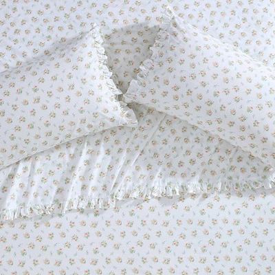 Laura Ashley – standard örngottsset, andningsbara percale bomullssängkläder, blommig heminredning (Roseford orange, 2 delar)