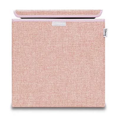LIFENEY Boîte de rangement avec couvercle rose I Boîte à jouets pliable adaptée aux étagères cubes I Boîte de rangement pour chambre d'enfant I Panier de rangement pour enfants