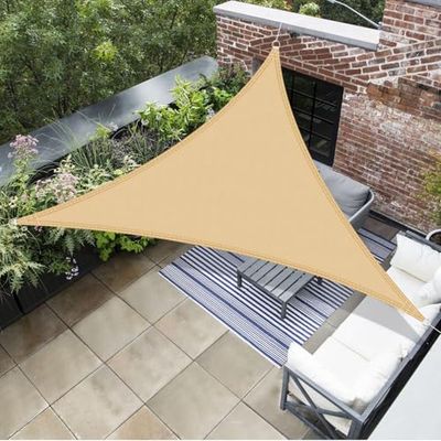 AXT SHADE Schaduwzeil 2,5x2,5x2,5mDriehoek Waterdicht 95% UV-Bestending voor Buiten Luifel Balkon Tuin-Zand