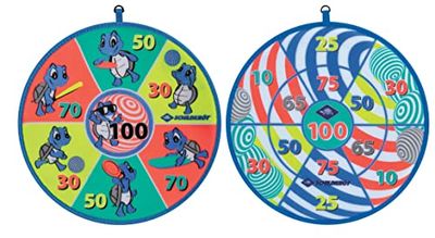 Schildkröt Unisex – volwassenen schildpad, 1 klittenband-dartbord, aan beide zijden bedrukt met verschillende doelvelden, 2 x 3 klittenbandballen voor 2 spelers, soft dart, 970148, effen