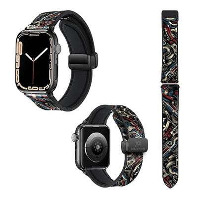 Correa reloj para Apple IWatch 18 mm (38/40/41/42/44/45 mm) de Silicona y Cuero auténtico: America