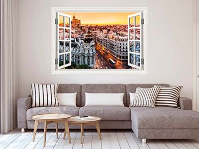 Oedim Vinyl venster Madrid zonsondergang | 100 x 70 cm | stickers inbegrepen | decoratie | stickers voor woonkamer | professioneel design