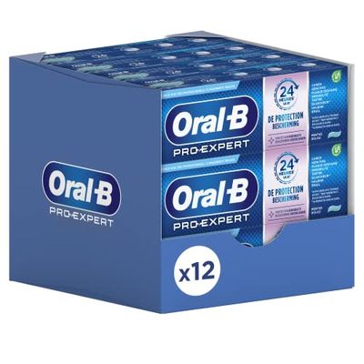 Oral B liquide Dentifrice Pro Expert Dents Sensibles 12 X 75Ml, Protection Contre La Sensibilité Et Contre La Plaque Dentaire 24 Heures Sur 24 Avec Un Brossage Deux Fois Par Jour