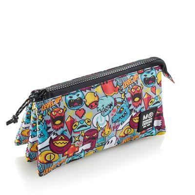 Miquelrius - Trousse Triple Compartiment, Trousse Scolaire, Fermetures éclair en Plastique résistant, poignées métalliques, Trousse de 220 x 115 x 20 mm, Level Up, 220 x 115 x 20 mm, Porte-Documents
