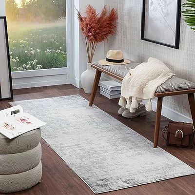 Livabliss Utrecht Tappeto Salotto Moderno Astratto Tappeto Soggiorno, Camera da Letto, Pranzo Moderni Tappeti Effetto Marmo, Morbido e Pelo Corto, Ampio 80x220 cm, Avorio, Grigio