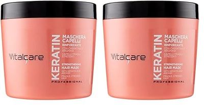 Vitalcare | Keratin - Maschera Capelli Rinforzante, per Capelli Fragili e Stressati, con Cheratina e Arginina, per Capelli più Forti e Morbidi, 500 ml (Confezione da 2)