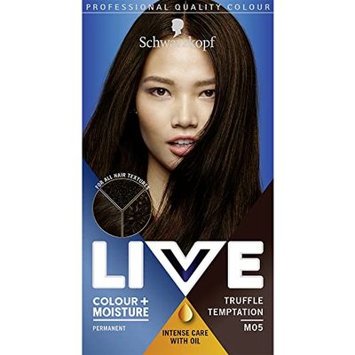 Schwarzkopf LIVE Colour + Moisture, Permanent Brown Hair Dye, For All Hair Textures, Keratin Plex to Strengthen and Protect Hair - Truffle Temptation MO5
