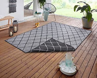 NORTHRUGS Malaga dywan do wewnątrz i na zewnątrz, 120 x 170 cm, dwustronny, odporny na warunki atmosferyczne, nowoczesny, geometryczny wzór, na balkon, patio, ogród, oranżerię, do kuchni, salonu,