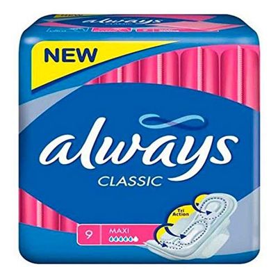 Always - Guardanapos sanitários Always Classic (tamanho 2) com asas - 9 peças