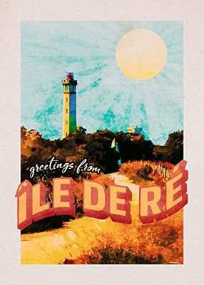 Komar Quadro da parete Vintage Travel Île de Ré - Dimensioni: 50 x 70 cm - Poster stampa artistica decorazione soggiorno, camera da letto