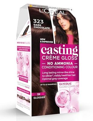 L'Oréal Paris Casting Crème Gloss, Semi-Permanent Hair Dye, Radiant & Natural Colour, Shade: Dark Chocolate 323
