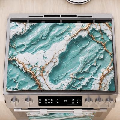 PETTI Artigiani Italiani - Modern Blue Marble Effect Kitchen Hob Cover, 40 x 70 cm, 100% Made in Italy