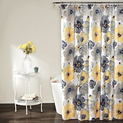 Lush Decor Leah Rideau de Douche, 182,9 cm de Large x 198,1 cm de Long, Jaune et Gris