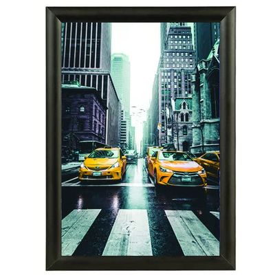 Albyco Folding Frame, Poster Frame, A3 Easy-Click System, 29.7 x 42 cm, Frame Thickness 25 mm, Colour: Black/Metal