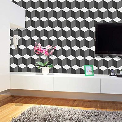 Walplus-Adesivi da Parete "3d cubes Pattern" 8confezioni decorazioni a parete rimovibile adesivo arte decalcomanie Salotto Cucina Mobili arredamento decorazione per la casa, ristoranti, hotel, Multicolore
