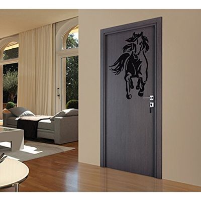 Tatoutex Stickers Cheval au Galop de Face - Gris Clair, L 20cm x H 32cm