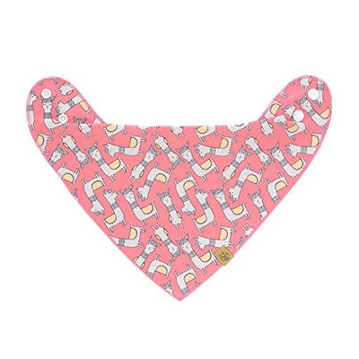 LÄSSIG Baby slabbetje bandana halsdoek katoen drukknop omkeerbaar/Baby Bandana Glama Lama koraal