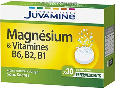 JUVAMINE - Magnésium + Vitamines B6, B2, B1 - Orange - 30 Comprimés Effervescents