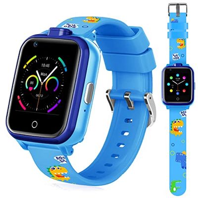 smartwatch bambini con GPS e chiamata, 4G bambini smartwatch IP67 impermeabile orologio bambini con SOS, doppia fotocamera, Wi-Fi touch screen Bluetooth orologio da polso per ragazzi ragazze (blu)