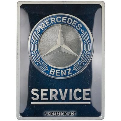 Nostalgic-Art Plaque rétro, 30 x 40 cm, Mercedes-Benz – Service Emblem Blue – Idée de cadeau pour fans de Mercedes-Benz, en métal, design vintage