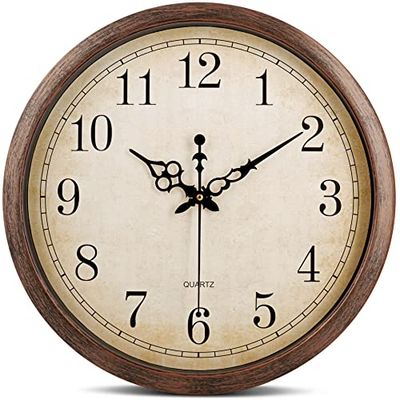 Bernhard Products Brown Wall Clock Silent Non Ticking (16 Inch Vintage)