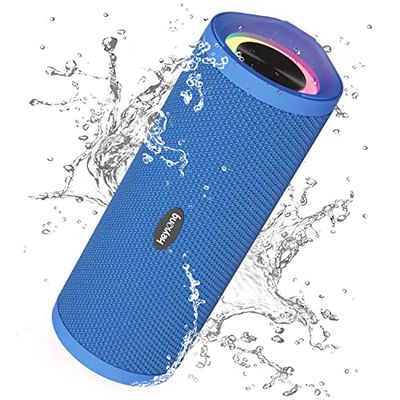 HEYSONG Cassa Bluetooth Portatile Potente - Altoparlante Bluetooth con Impermeabile IPX7 - Fino a 40 H di Autonomia - Suono Stereo e Bassi Potenti - Speaker Wireless Bluetooth 5.0 con Luce LED-Blu