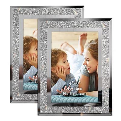 Calenzana Artsay Lot de 2 cadres photo en verre brillant pour table 10 x 15 cm