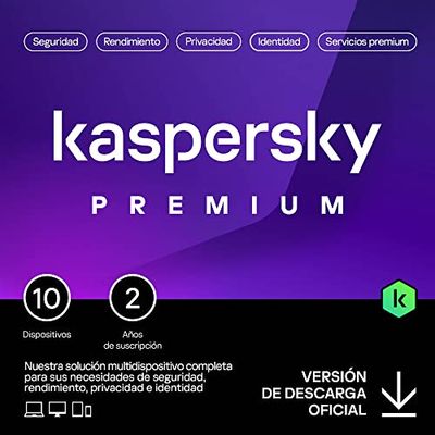 Kaspersky Premium Total Security 2025 | 10 Dispositivos | 2 años | Anti-Phishing y Firewall | VPN ilimitada | Gestor de contraseñas | Control parental | Soporte 24/7 | PC/Mac/Móvil | Código por email