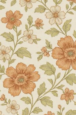 Vintage Orange Floral Pattern – Toile-Inspired Botanical Print with Roses: 6"x9" Paperback Lined Journal – 100 Pages for Creative Ideas, Goals, and Daily Writing