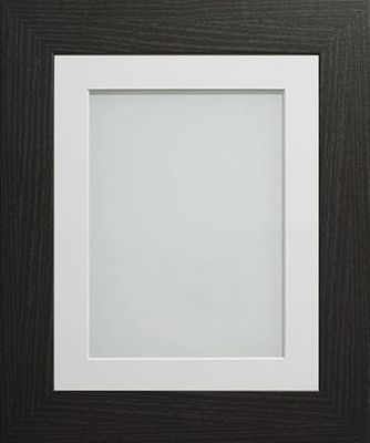 Frame Company Watson Black Picture Photo Frame fitted with Perspex, 16x12 inch with Off-White Mount for image size 12x8 inch