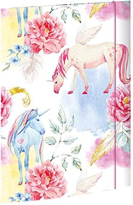RNK 45327 - Carpeta de dibujo con diseño de unicornio (310 x 440 mm, DIN A3, con cierre de goma, 1 unidad)