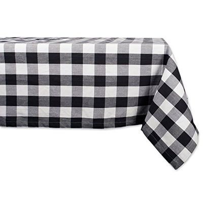 DII Coleção Buffalo Check toalha de mesa clássica de quinta, algodão, branco e preto, Tablecloth, 60 x 104