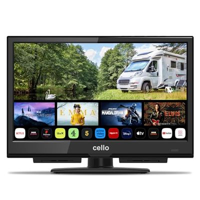 Cello C1624WS-12V 16" Smart Camping Travel TV WEBOS by LG Full HD LED TV Triple Tuner DVB-T/T2-C-S2 HDMI USB Bluetooth 12V Car Adapter "Pitch Perfect Sound" voor een unieke geluidservaring, 12V SMART