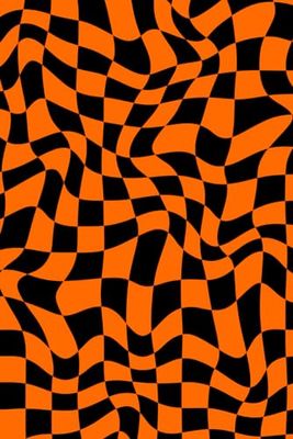 Abstract Black & Orange Checkerboard Pattern Notebook | Orange Paperback Journal | 6 x 9 inches | 120 Pages | School & Office