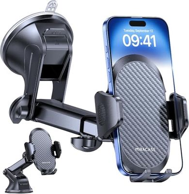 Miracase Soporte Movil Coche [2025 Ventosa Potente] Suporte Telemovel Carro en Salpicadero, Rotación 360° Ventosa Movil Compatibilidad con iPhone y Telefono de 4-7.2"