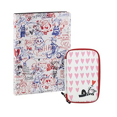 Funda Tablet 10.2-10.4 Garabatos + Estuche Tecnológico Rígido 2.5 Corazones