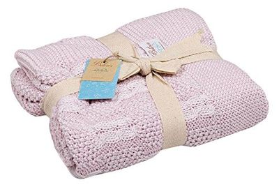 Homemania Softy filt för soffa, sovrum, vardagsrum - Rosa i bomull 90 x 90