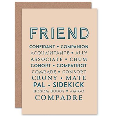 Wee Blue Coo BEST FRIEND CRONY PAL MATE WORDS ART GREETINGS GREETING CARD GIFT